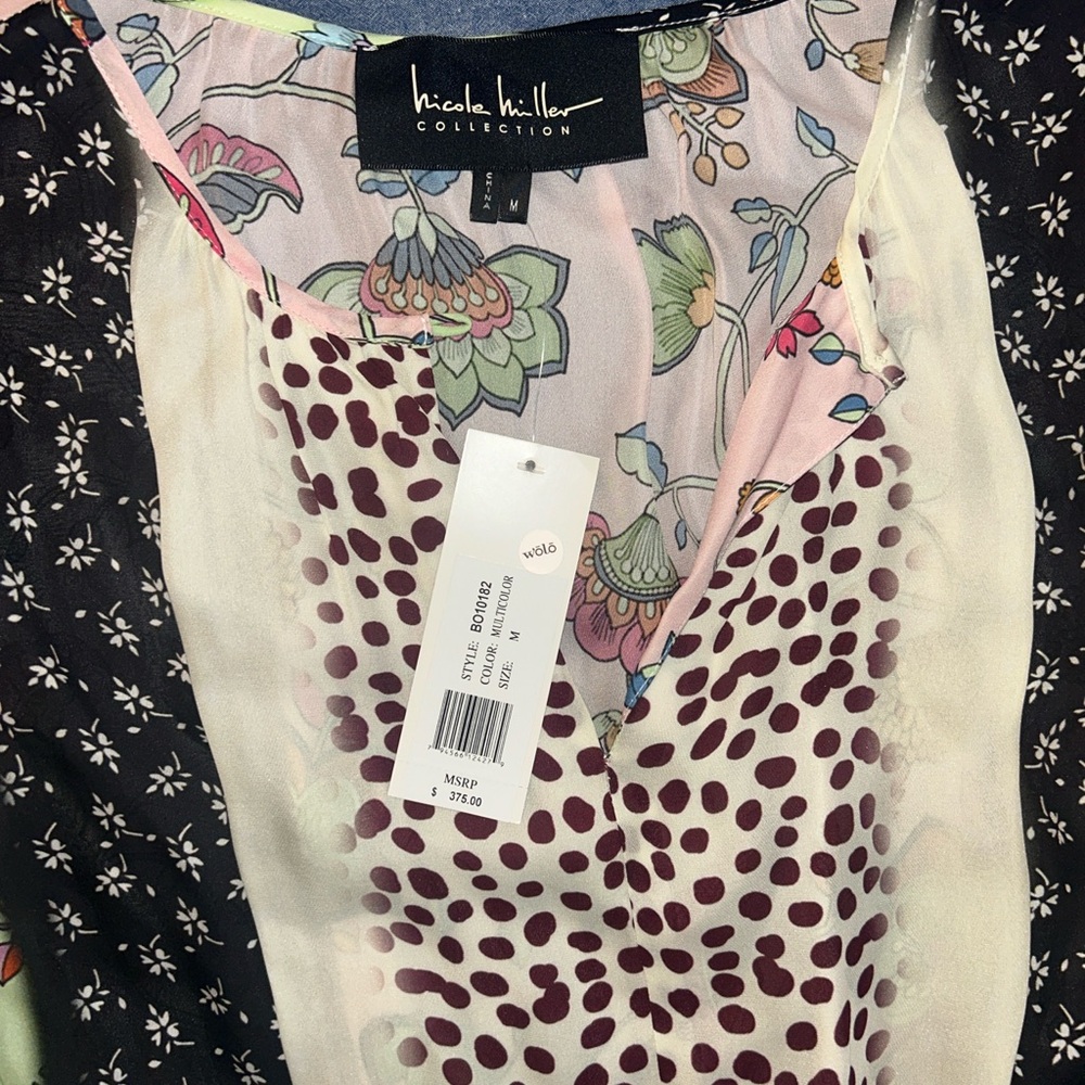 Nicole Miller Floral and Polka Dot Midi Dress